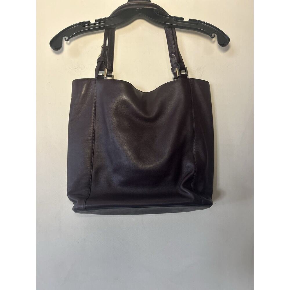 Pour La Victoire Leather Nouveau Shoulder Handbag Tote Zipper Detail Mauve Brown - Picture 7 of 12